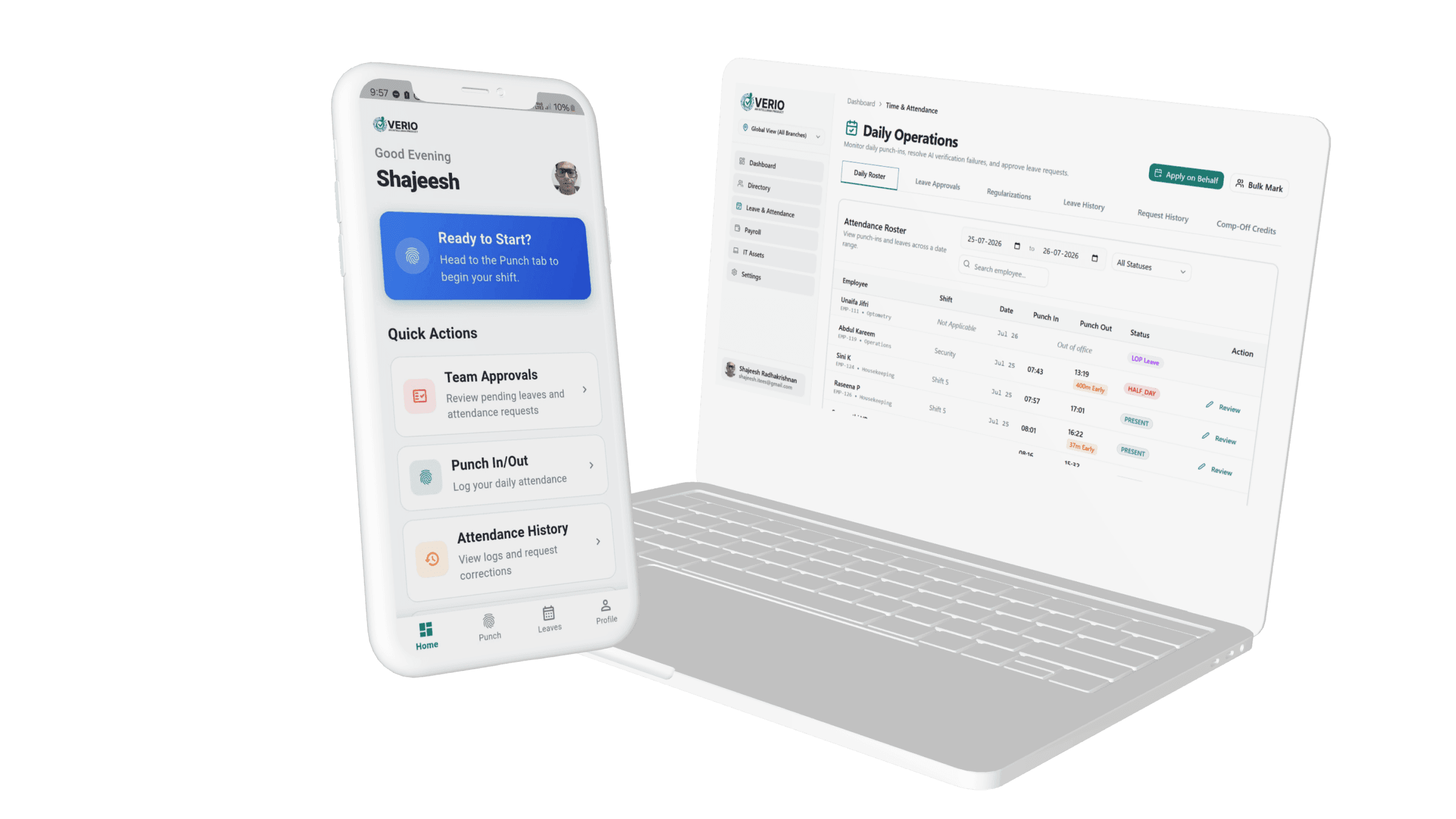 Verio HRMS Dashboard Overview